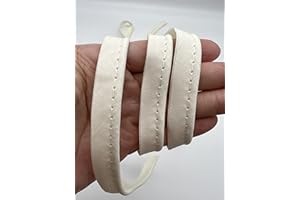 PEPPERLONELY 5 Yards 12mm (1/2 Inch) Cotton Bias Piping Type, Bias Type with Cord, Piping Trim with Cord, Lip Cord Trim for Sewing Clothing Upholstery Trimming - Ivory