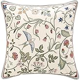 bilin gaier Square Throw Pillow Covers, Green Cozy Velvet Farmhouse with Birds and Flowers Pattern Pillowcases,Decoration Pillows Cushion Covers for Couch Sofa Bed Car Chair,18"x18"