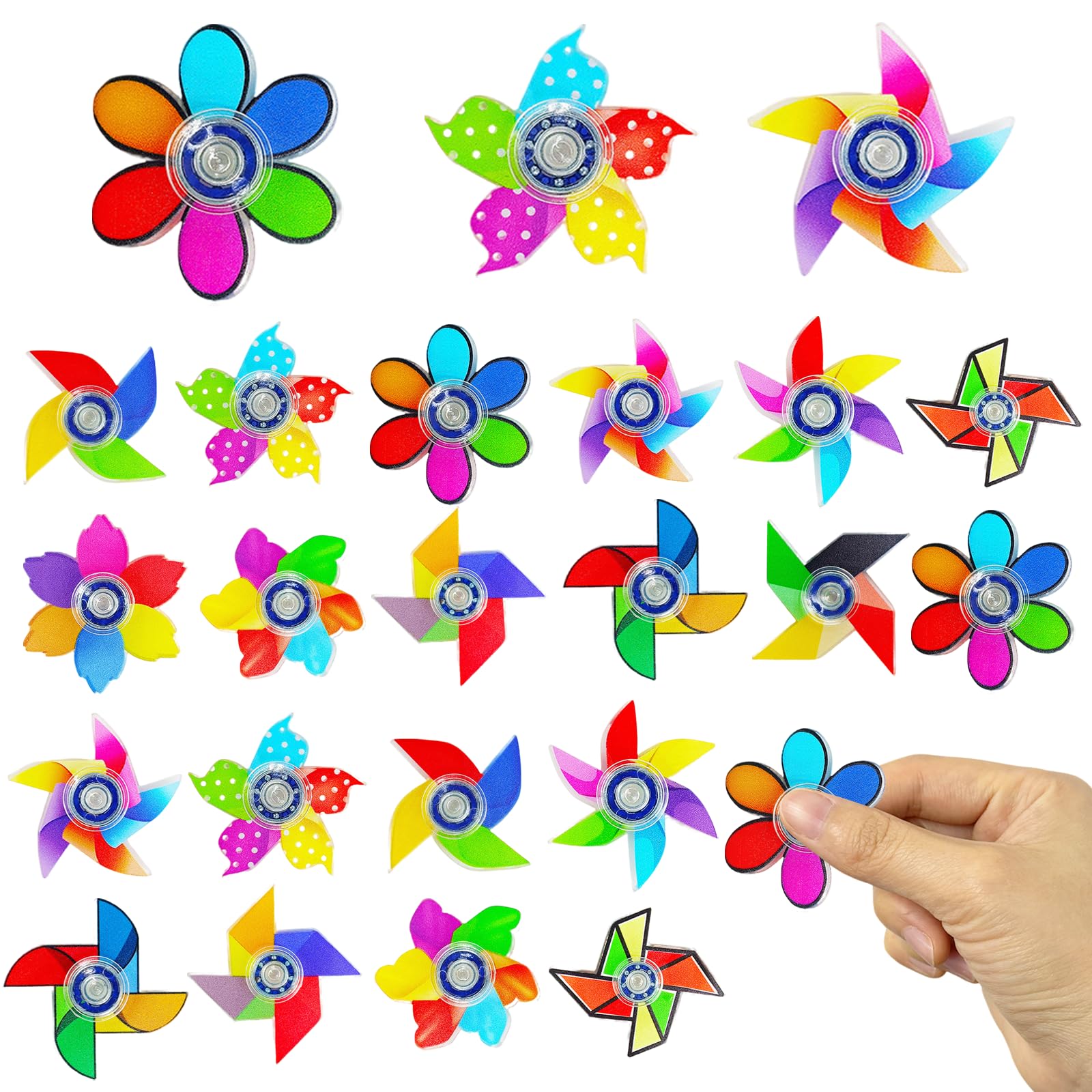 LEBKFT 24 Pack Mini Fidget Spinners for Kids, Colorful Hand Spinners Sensory Fidget Toys Party Bag Fillers for Kids Birthday Gifts for 3+ Year Old and Classroom Prizes for Kid (Type B)