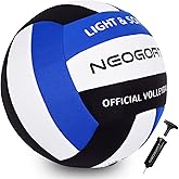 NEOGOAT Soft Volleyball for Indoor Practice-Super Soft & Silent Fabric Indoor Volleyball Lightweight for Kids Youth Beginners, Perfect for House Yard Training Practice Games(Deflated,with Pump)