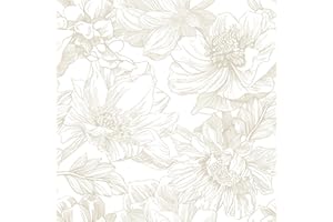 Ismoon Large Floral Peel and Stick Wallpaper Boho Beige Contact Paper 17.3inx6.5ft Neutral Wall Paper Removable Self Adhesive Wallpaper Bedroom Cabinet Bathroom Waterproof Mural Wall Decor Vinyl Roll
