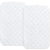 Joey + Joan Waterproof Bassinet Mattress Pad Cover Compatible with ANGELBLISS Baby Bassinet &ndash; 2 Pack Quilted Mattress Protector Made from Ultra Soft Bamboo Viscose Terry &ndash; 21" x 33"