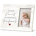 SRADMO Grandparents Picture Frames,Grandkids Photo Frame,The Best Parents Get Promoted To Grandparents Picture Frame,Baby Grandpa Grandma Photo Frame 8x10,Grandparents Baby Announcement Gifts（White-2）