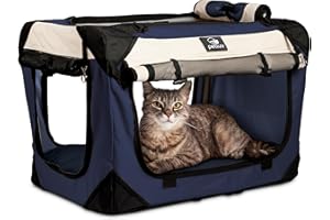 PetLuv Cat & Dog Pet Carrier, Soft-Sided, Large 24"x16"x16", Fits Large Cat, 2 Cats, or Medium Dog Comfortably, Great for Travel & Vet Visits, Privacy Windows, Removable Bed, Locking Zippers, Foldable