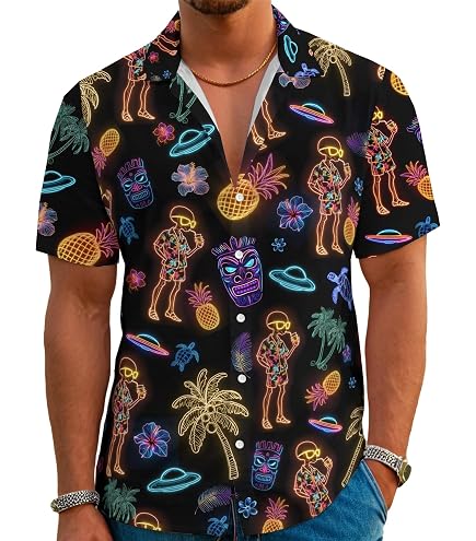 Amazon.com: DFZ Dinosaur Button up Shirt for Men Hawaiian Shirt