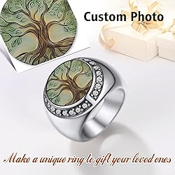 FindChic Customized Round Signet Rings with Photo
