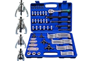 HQSSWUCH 8 in 1 Gear Puller Set, 3" 4" 6" 8" Bearing Pulley Puller Kit, Cr-V Steel 2 Jaw & 3 Jaw Gear Puller with Reversible Jaws, 72Pcs Puller Tool Set, for Bearing Gear Pulley Flywheel Removal