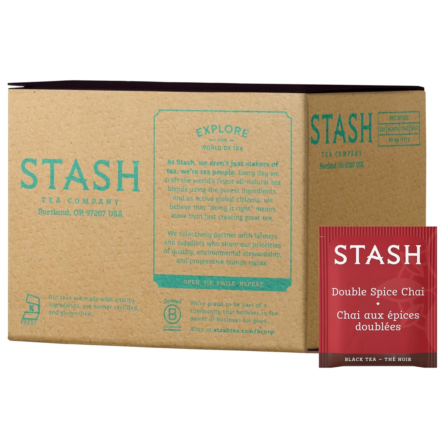 Stash Tea Double Spice Chai Black Tea, 100 Count Box of Tea Bags in Foil (packaging may vary)