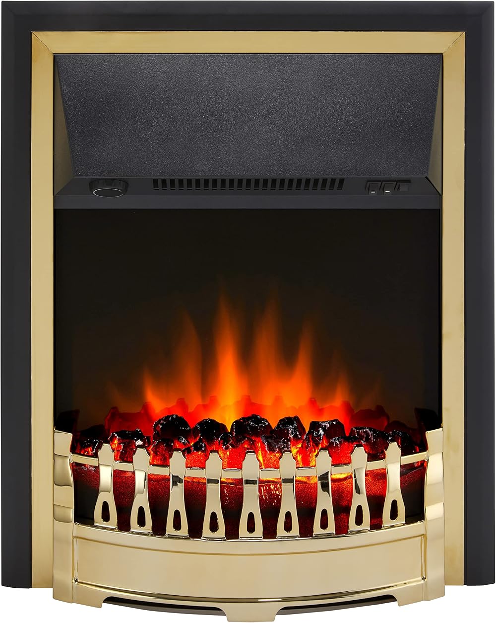 Dimplex Glen Crofton Inset Electric Fire Brass Black Optiflame 2kW Fan Heater