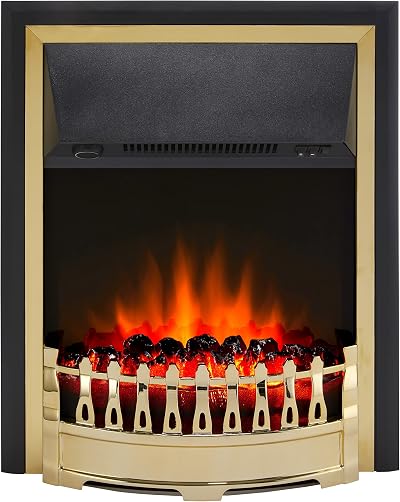 Dimplex Glen Crofton Inset Electric Fire Brass Black Optiflame 2kW Fan Heater