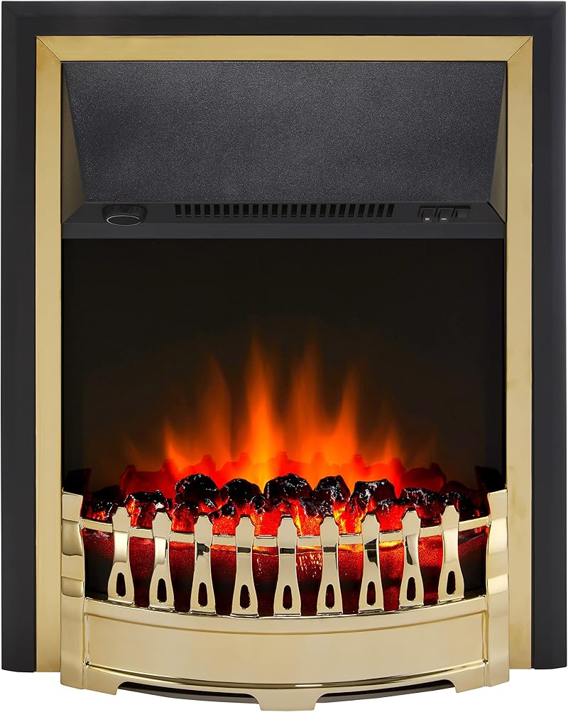 Dimplex Glen Crofton Inset Electric Fire Brass Black Optiflame 2kW Fan Heater