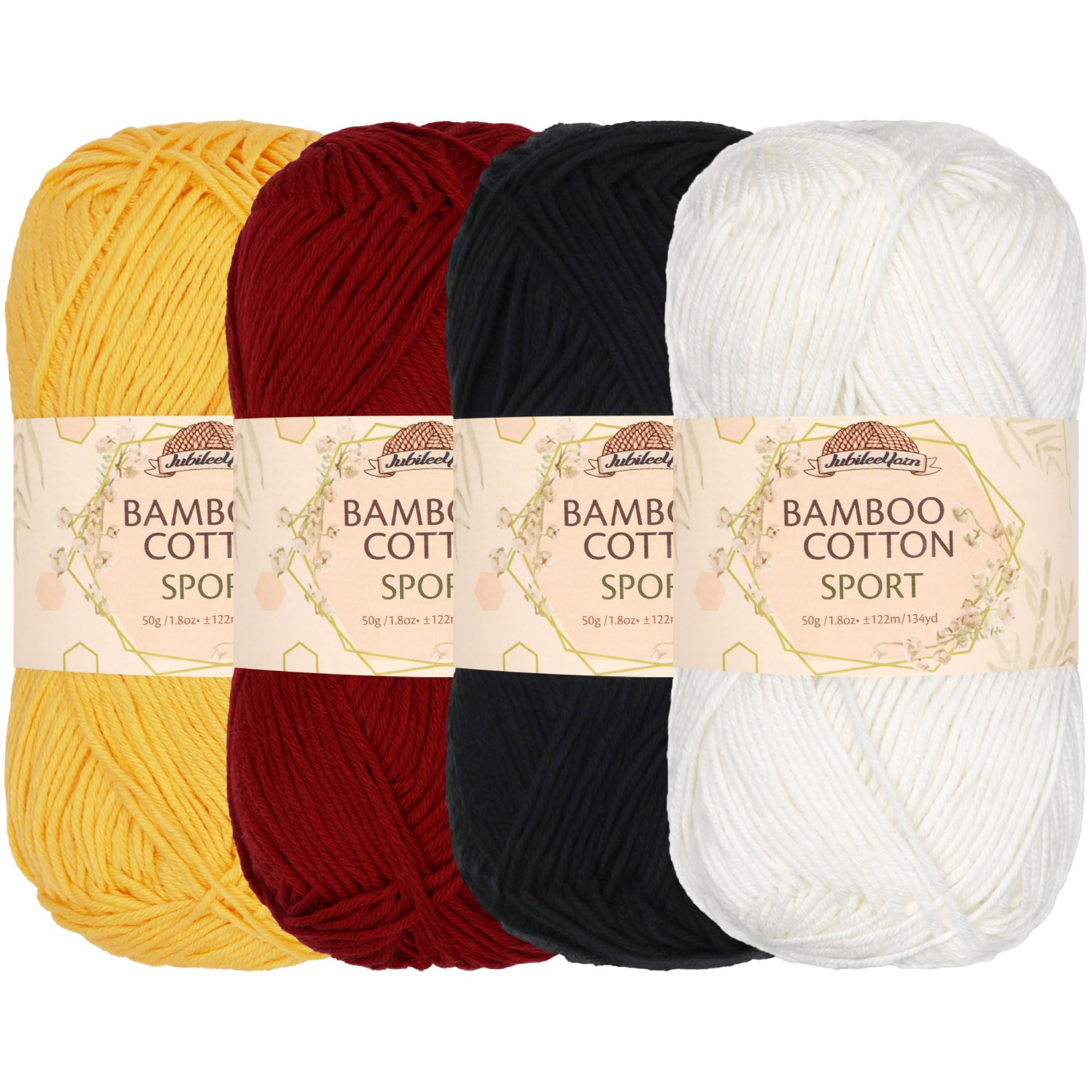 JubileeYarn Bamboo Cotton Sport 4 Ply Yarn - 50g/Skein - Shades of Contrast - 4 Skeins — image 1