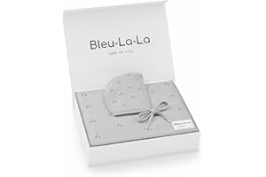 Bleu La La Organic Pointelle Baby Blanket + Hat Gift Set for Boys & Girls - 100% Soft Luxury Cotton Swaddle Blanket + Bonnett Registry for Newborns & Infants (Dove Grey + Hat)