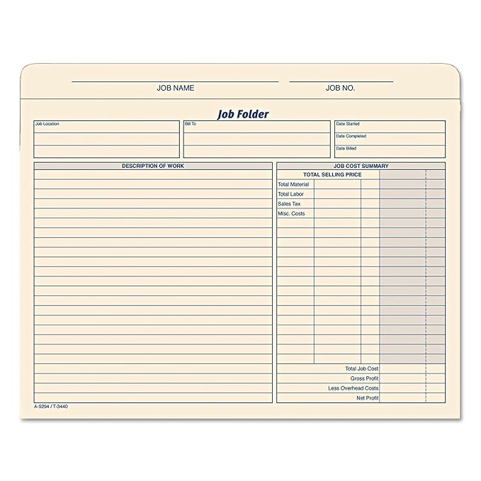 TOPS Job Folder File Jackets, 11.75 x 9.5 Inches, Manila