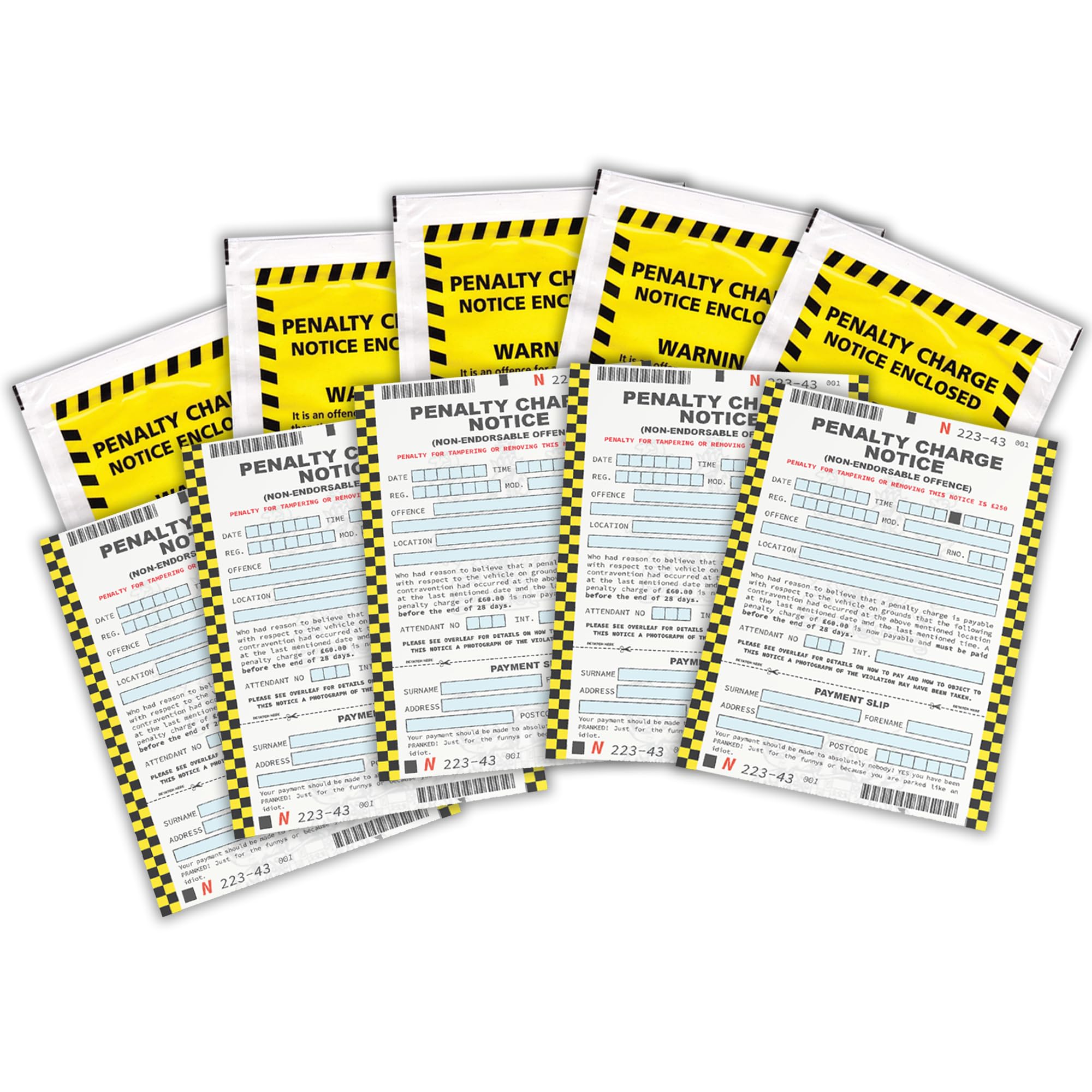 Panda Loco Parking Ticket: 5 x Realistic Tickets, Plastic Wallet, Adults, Pranks & Jokes