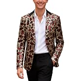 UNINUKOO Mens Sequin Blazer Slim Fit Leopard Disco Party Suit Jackets | Blazer for Men One Button Notch Lapel Lightweight Casual Paisley Funny Sparkle Wedding Dinner Dance Club Wear Prom Sport Coat