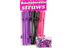 OSTRIL Bachelorette Party Pennis Shaped Straws 30pcs Confetti Pack Bride Party