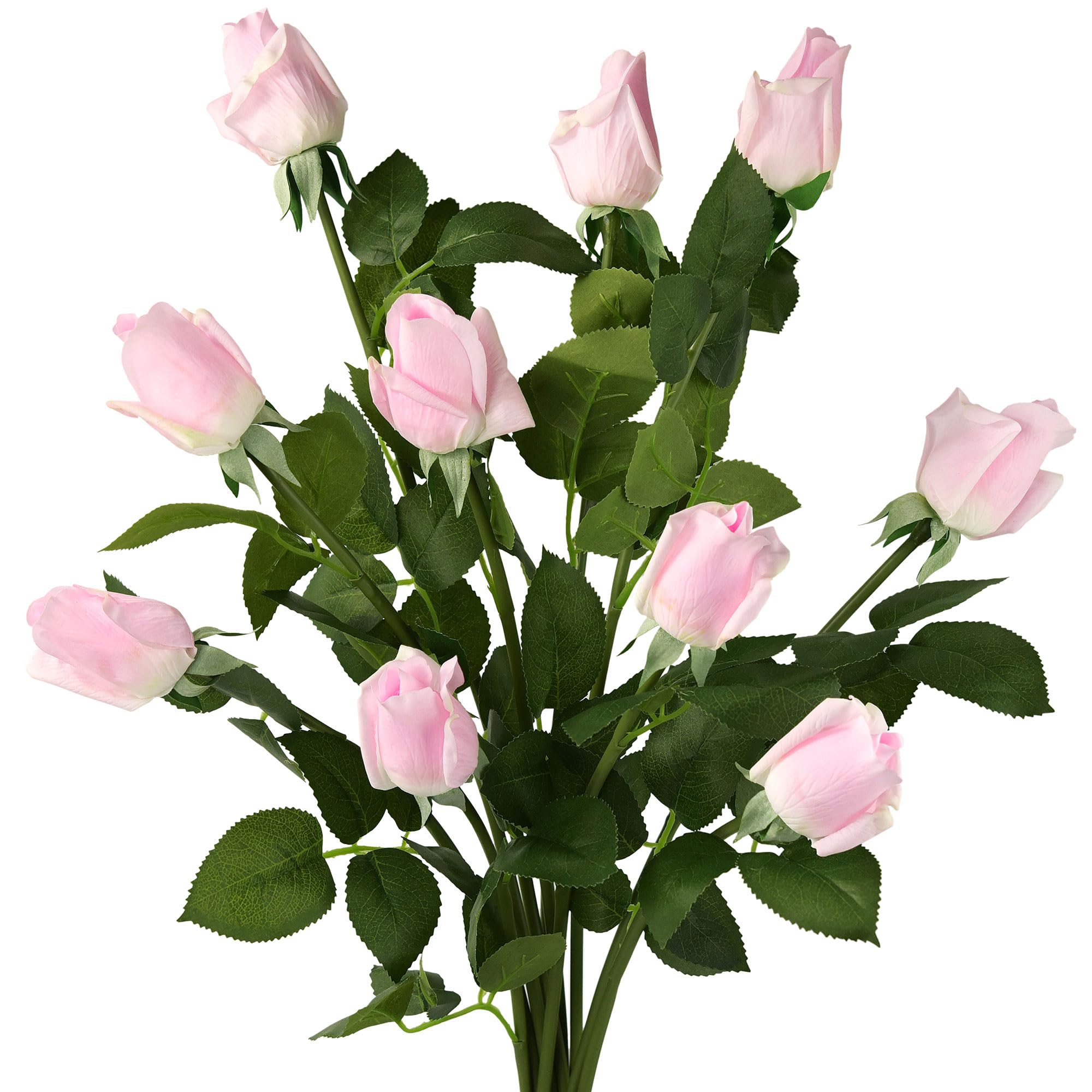 FiveSeasonStuff Roses Artificial Flowers 10 Long Stems (53cm) Pink Real Touch Silk Roses ‘Petals Feel and Look like Fresh Roses’ Bouquet of Flowers Floral Arrangements