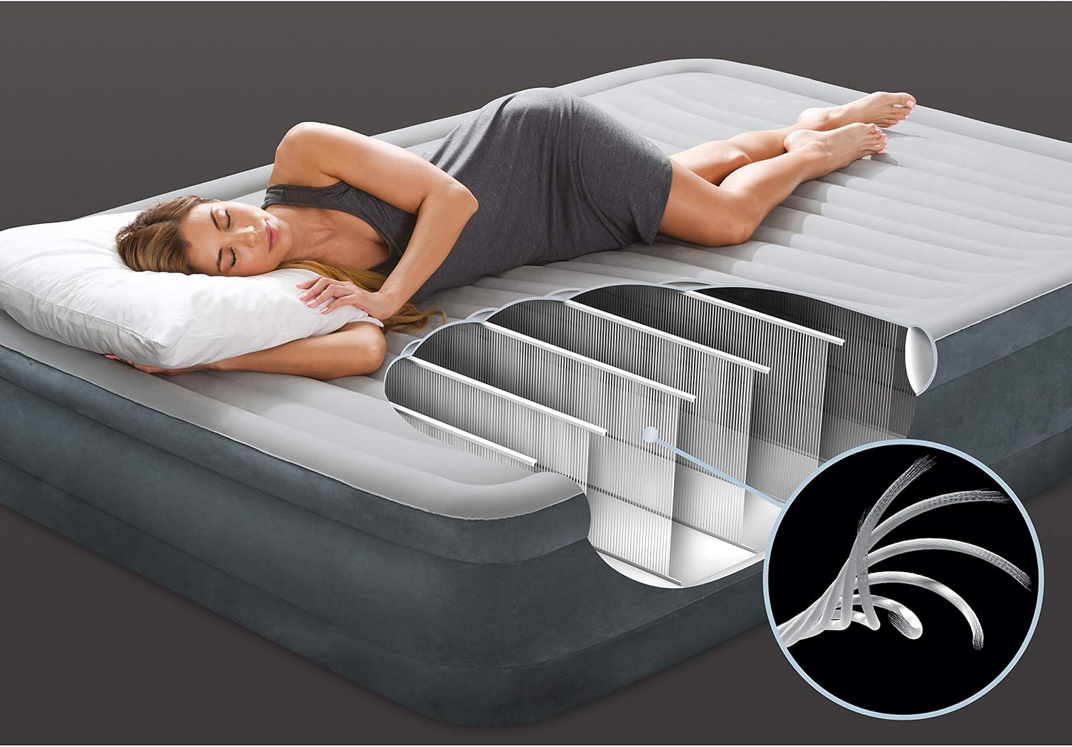 Intex Comfort Plush Mid Rise Dura-Beam Airbed with Internal Electric Pump, Bed Height 13", Queen : Sports & Outdoors