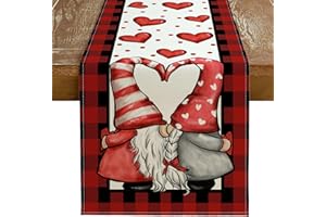 GEEORY Valentine's Day Table Runner 13 x 72 Inch, Hearts Gnomes Decorative Farmhouse Table Decoration for Kitchen Dinning, Indoor Outdoor Dinner Party (Polka Dots) GT133-72