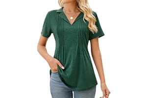 Kistore Womens Short Sleeve Polo T Shirts V Neck Summer Basic Tops Fashion 2024 Business Casual Work Blouse S-XXL