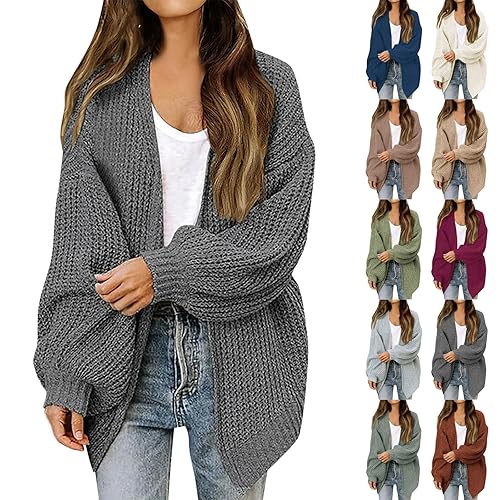 Womens Knitted Cardigans Lightweight Long Knit Sweaters Elegant Aran Cable Knit Open Front Jumper Top Fashion Fall Jumpers Grandad Cardigan Leisure Long Sleeve Sweater Plain Autumn Tunic Blouses