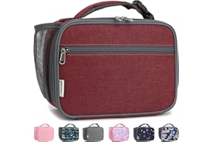 GYEUKHAM Insulated Lunch Box for School, Thermal Reusable Durable Freezable Lunch Bags for Kids Boys Girls Men Women - Small Soft Cooler Portable Lunch Tote Kit for Work Picnic Travel,Dark Red