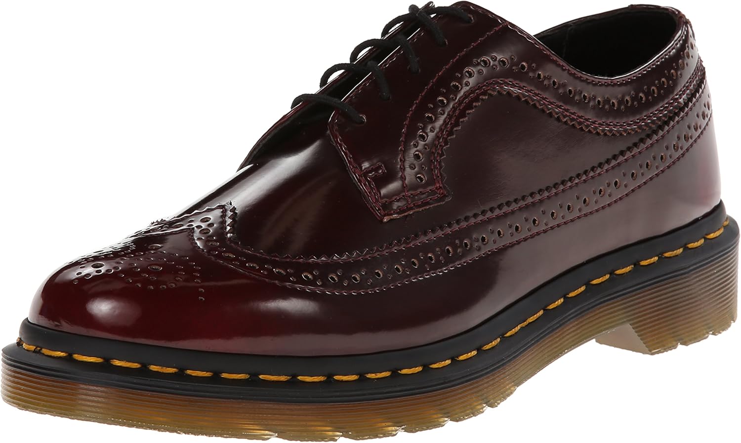 Dr. Martens Women's 3989 Brogue Wingtip Shoe, Cherry Red