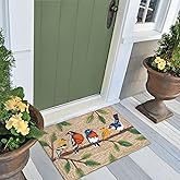 Liora Manne FrontPorch Indoor/Outdoor Hand Tufted Durable Area Rug - Transitional Graphic Botanical Animal Colorful (Birds On