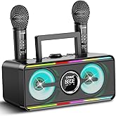 Karaoke Machine for Adults Kids with 2 UHF Wireless Microphones,Portable Bluetooth Singing PA Speaker System with LED Lights for Home Party,Outdoor/Indoor/Wedding,Church,Birthday Gifts (K2)