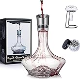 YouYah Iceberg Wine Decanter Set with Aerator Filter,Drying Stand and Cleaning Beads,Red Wine Carafe,Wine Aerator,Wine Gift,100% Hand Blown Lead-free Crystal Glass (1400ML)
