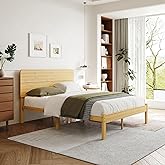Goltriever 14 Inch Solid Bamboo Wood Queen Bed Frame with Headboard, Platform Bed Frame Queen Size with Metal Slats, No Box Spring Needed, Easy Assembly, Noise-Free, Natural