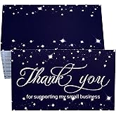 RXBC2011 Thank you for supporting my small business cards stars packaging inserts customer appreciation notes pack of 100 Blue