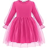Arshiner Toddler Christmas Dress Girls Sequin Tulle Puff Long Sleeves Tutu Dress Princess Birthday Party Clothes 1-6T