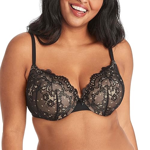 Maidenform womens Love the Lift & in Demi Dm9900 Push Up Bra, Black/Body Beige Lace, 40C US