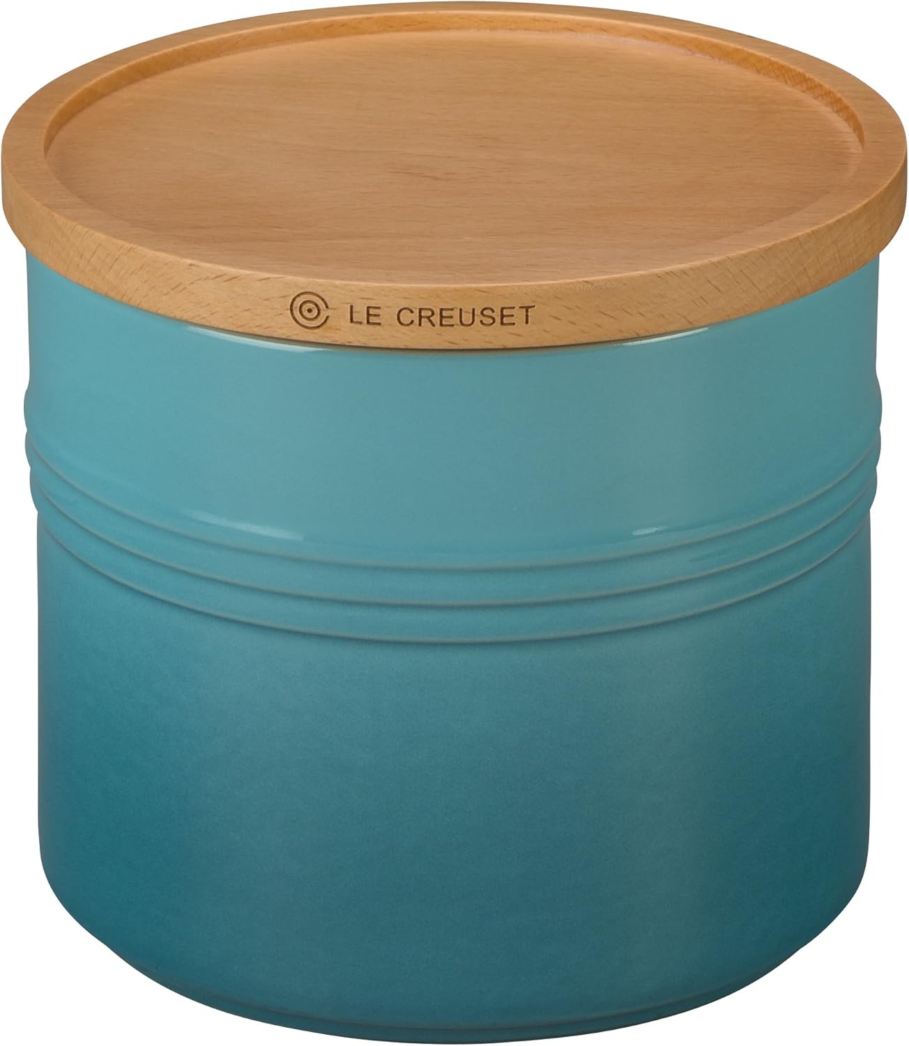 Le Creuset Stoneware Canister with Wood Lid, 1.5 qt. (5.5" diameter), Caribbean: Kitchen & Dining