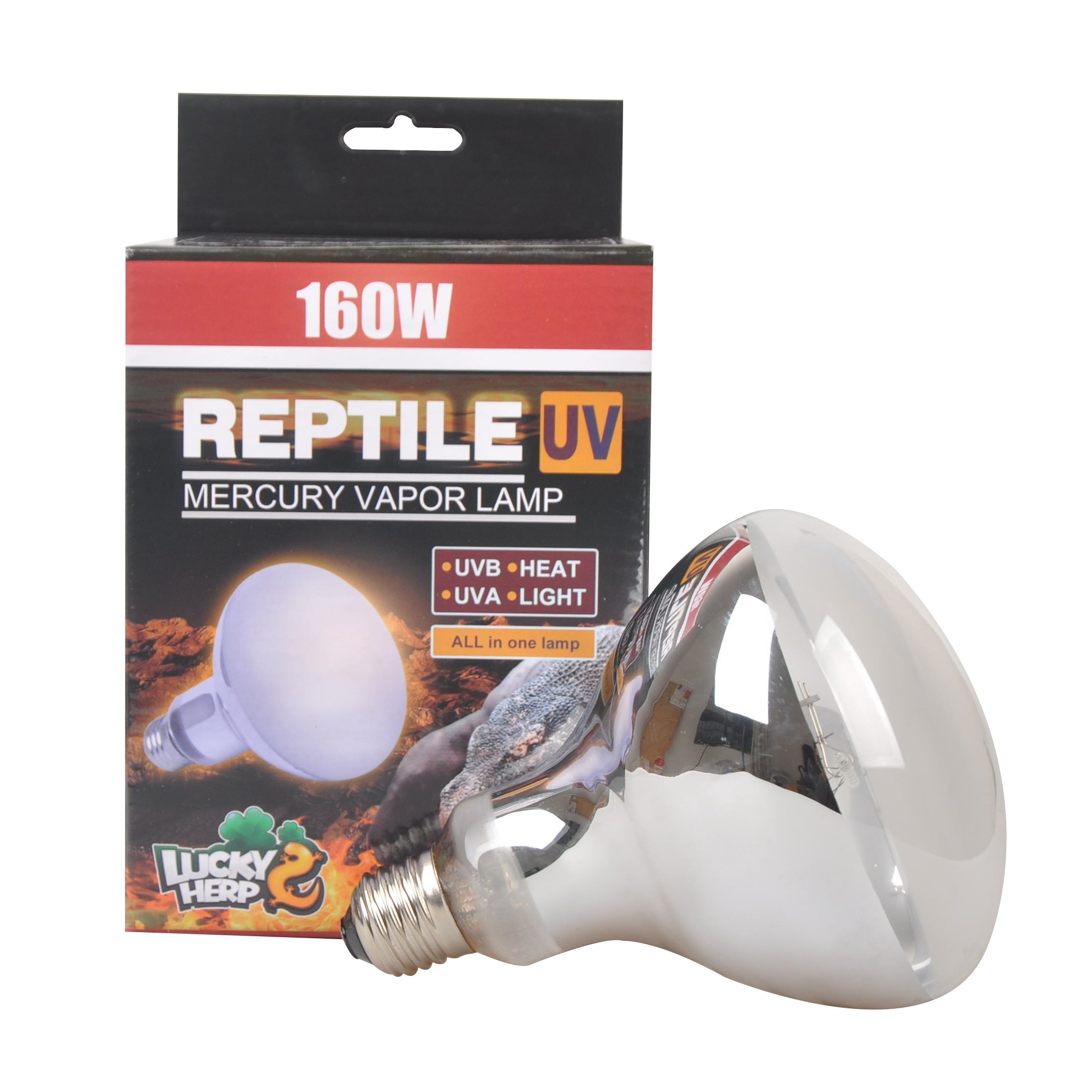 LUCKY HERP Reptile UVA UVB Mercury Vapour Bulb,R115,160 Watts,E27 (Coated)