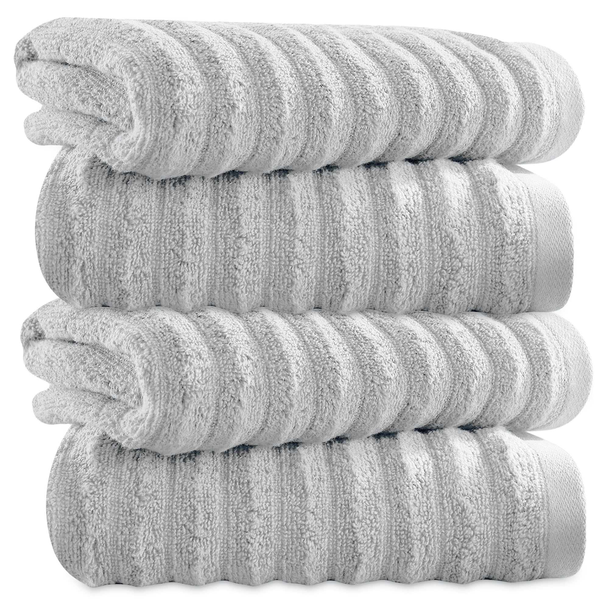 Towelogy Bamboo Face Cloth Makeup Remover Facial Cleansing Cloths Super Soft Fingertip Towels for Delicate Sensitive Skin | 30x30 cm - Pack of 4 (Silver, 4)