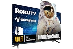 Westinghouse Roku TV - 43 Inch Smart TV, 4K UHD QLED Television w/HDR 10+, Dolby Vision, Wi-Fi & Mobile App Connectivity, Flat Screen Compatible w/Apple HomeKit, Alexa, & Google Assistant
