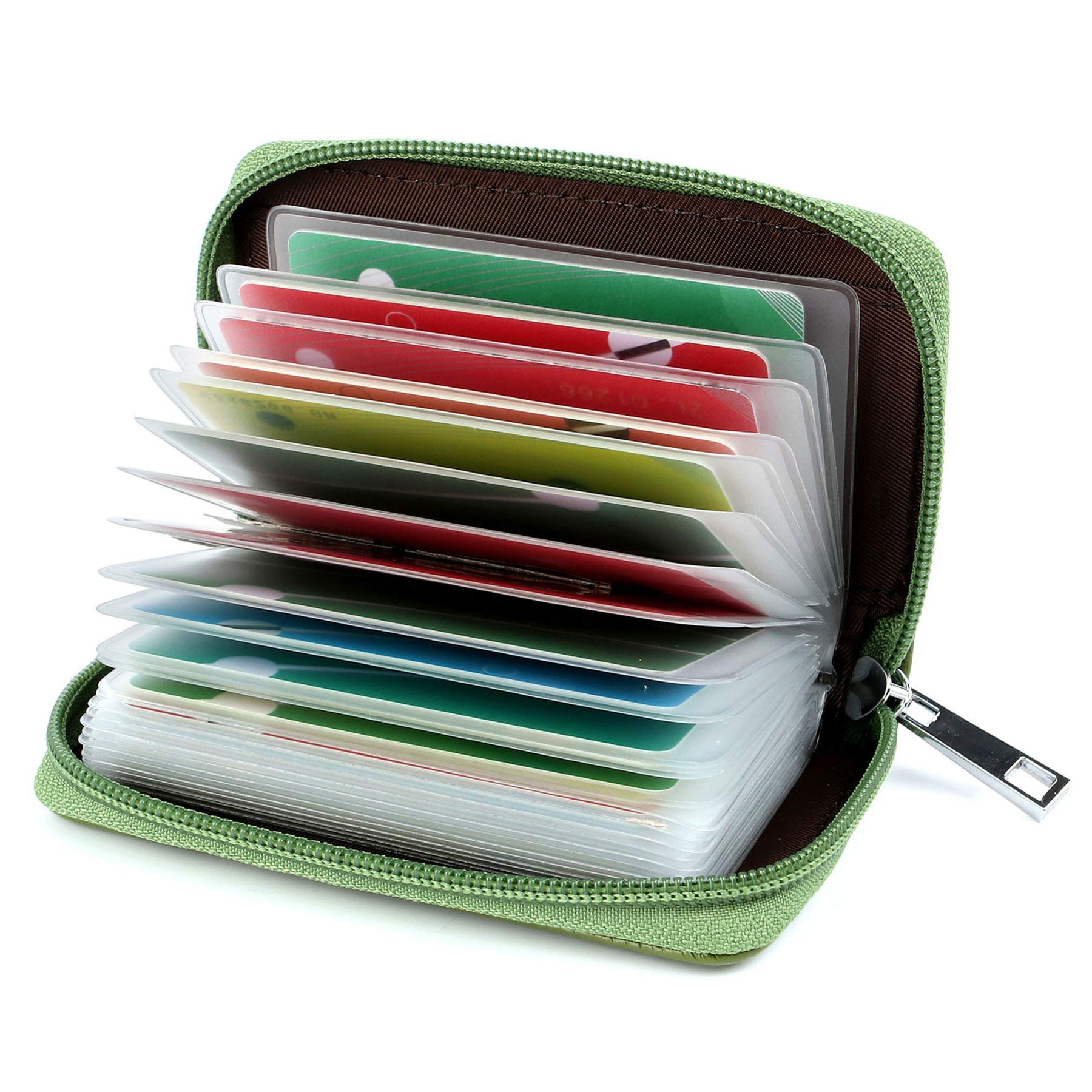 GERIINEER Credit Card Holder Wallets for Women Men Leather 26 Card Slots (Green)