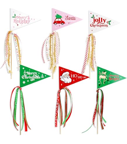 24 Stück Weihnachten Cupcake Topper - Glitzer, Schlitten, Weihnachtsmänner, Für Party Deko