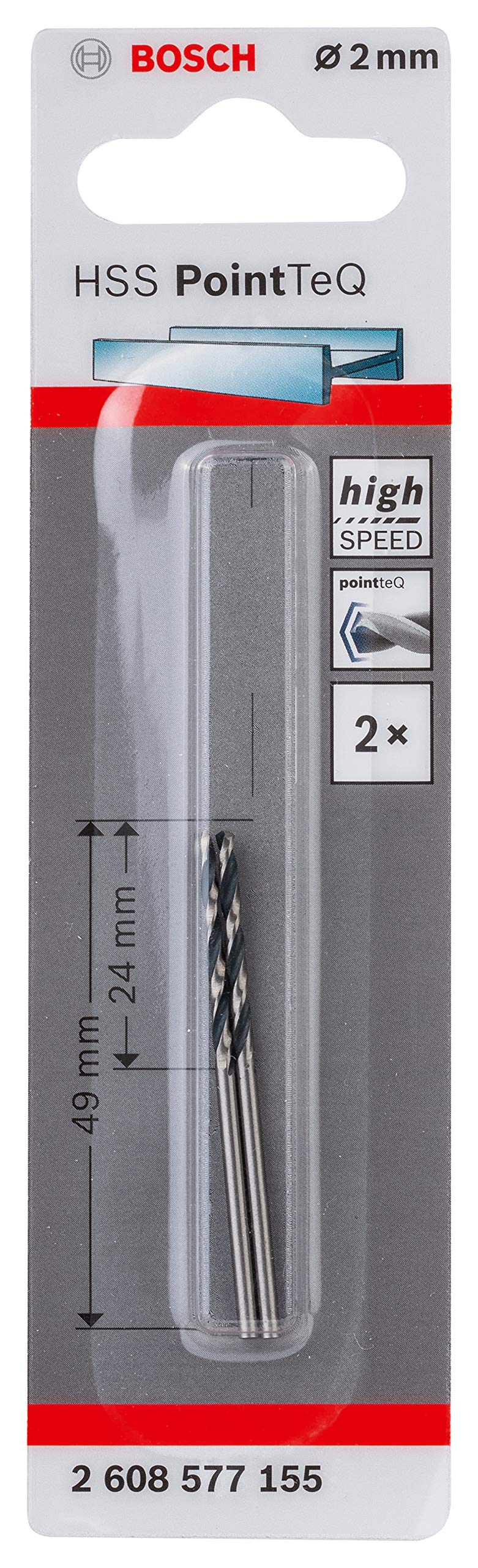 Bosch Professional 2-piece PointTeQ HSS Twist Drill Bit (for Metal, 2 x 24 x 49 mm, Accessories for Drill Driver)