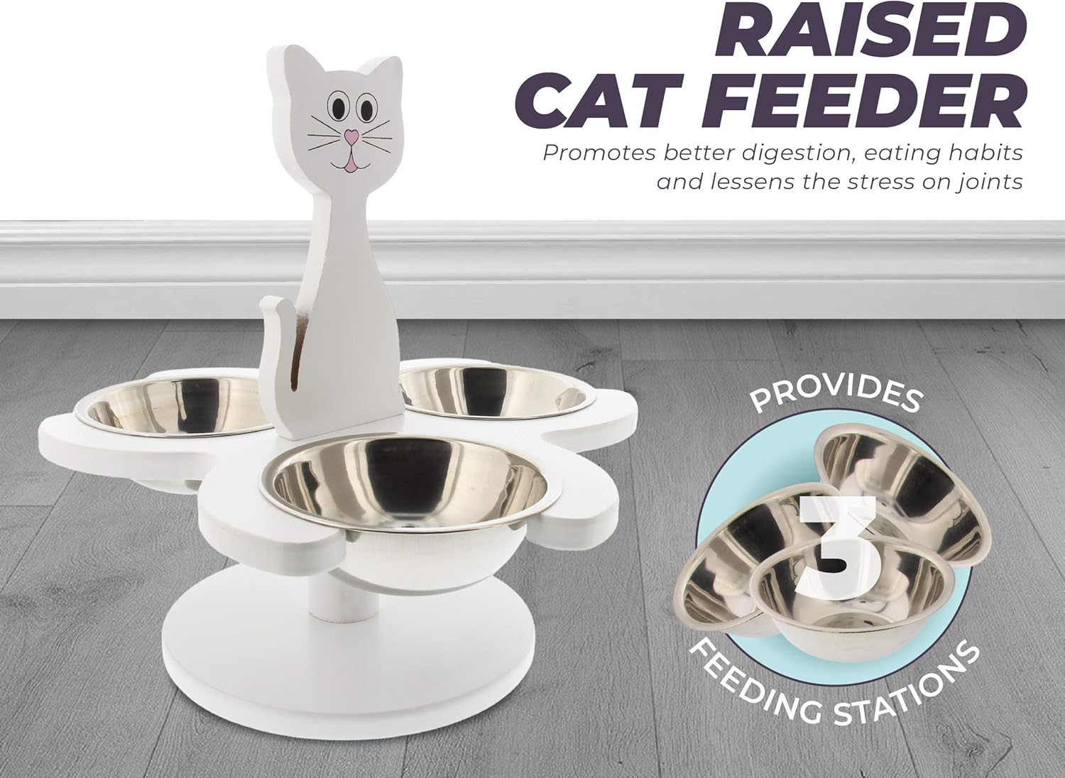 etna wooden multi cat feeder