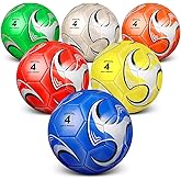 Deekin 6 Pcs Deflated Soccer Ball with Pump Official Outside Sport Soccer Machine Stitched Ball for Indoor Sport Training Practice Birthday Gift for Child Adult