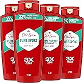 Old Spice Body Wash for Men, Lasting Pure Sport Scent, 24 fl oz Pack of 4 | 24/7 Shower Fresh &amp; 3X Deep Clean| Refreshing Lather to Wash Away Dirt &amp; Odor | Citrus &amp; Amber Notes | High Endurance