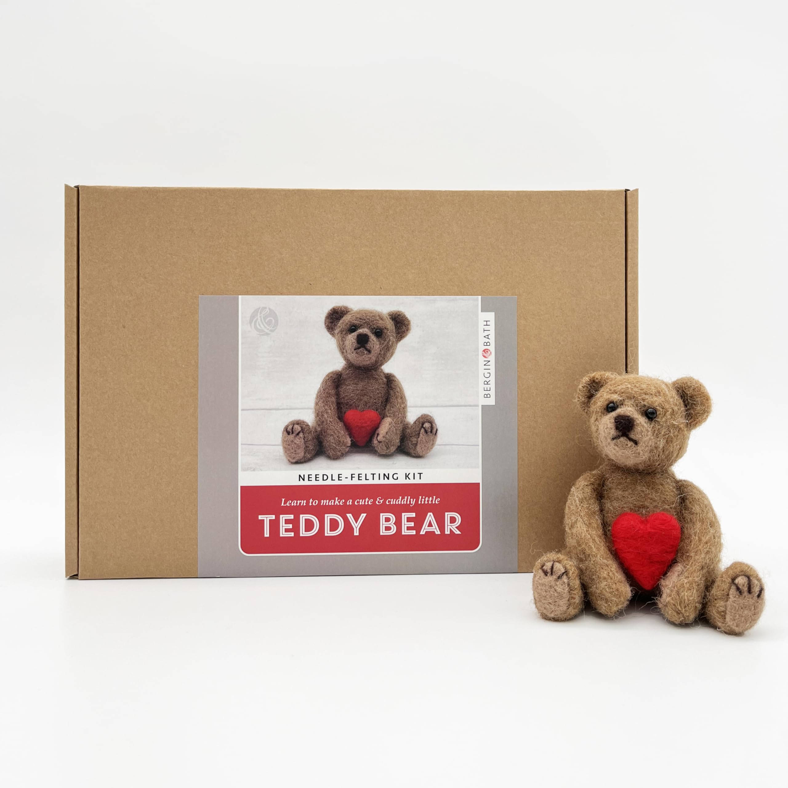 Bergin & Bath Needle Felting Kit, Teddy. Make a Sweet Little Teddy Bear with This Craft kit for Adults and Teens. Planet Friendly Wool.