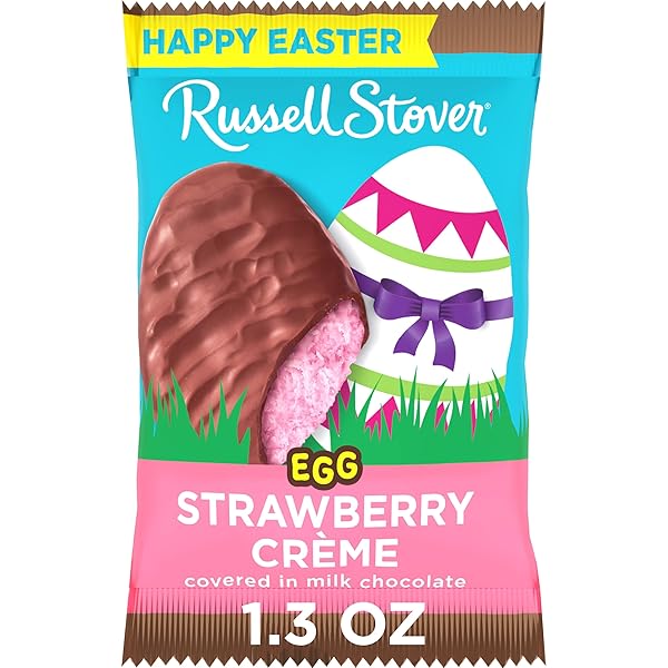 RUSSELL STOVER EASTER STRAWBERRY CRÈME MILK CHOCOLATE EASTER EGG, 1.3 OZ EACH (PACK OF 18)