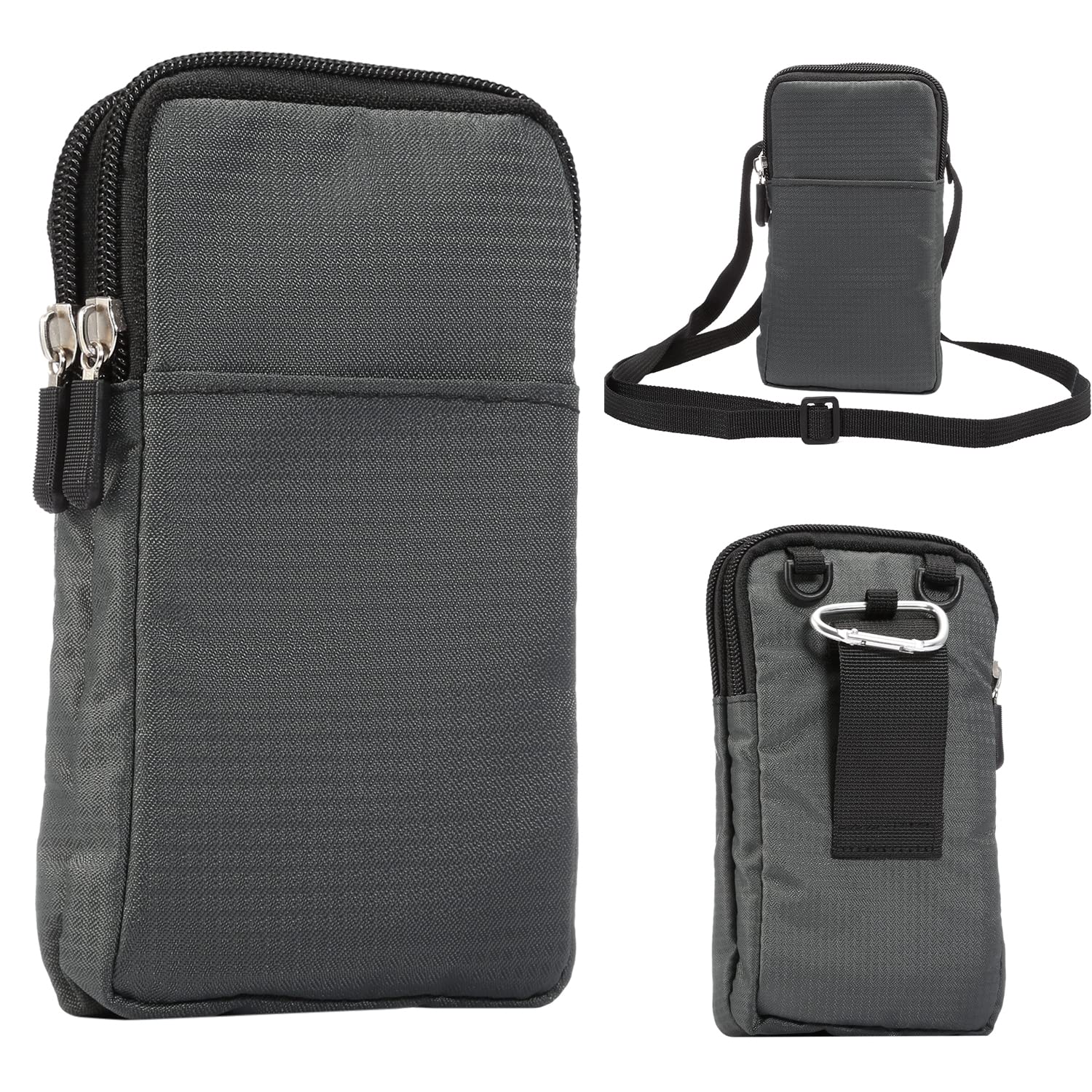 Cell Phone Belt Clip Holster, Cell Phone Crossbody Shoulder Pouch, 6.9" Travel Smartphone Belt Pouch Vertical Waist Pack Phone Shoulder Holster Messenger Bag Women Men Belt Loop Purse Wallet, DarkGray