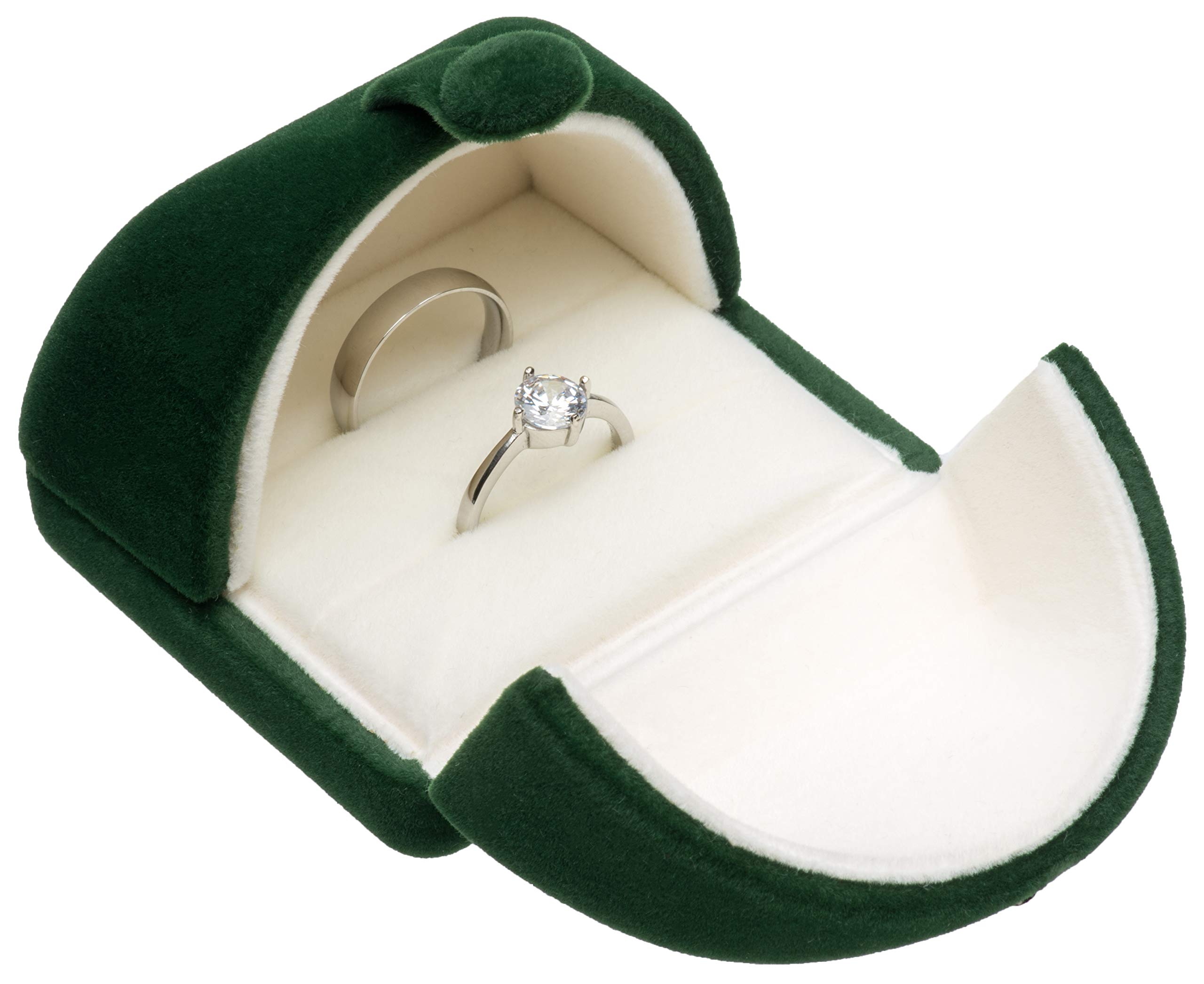 POKOFO Double Velvet Jewelry Packaging Display Storage Case Wedding Ring Gift Box (Green)