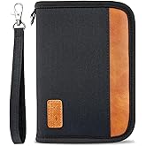 Passport Holder for Famliy Travel Wallet Passport Wallet Document RFID Blocking Organizer with Zipper Clutch Bag Flight Ticket Credit Cards Men Women (Black)